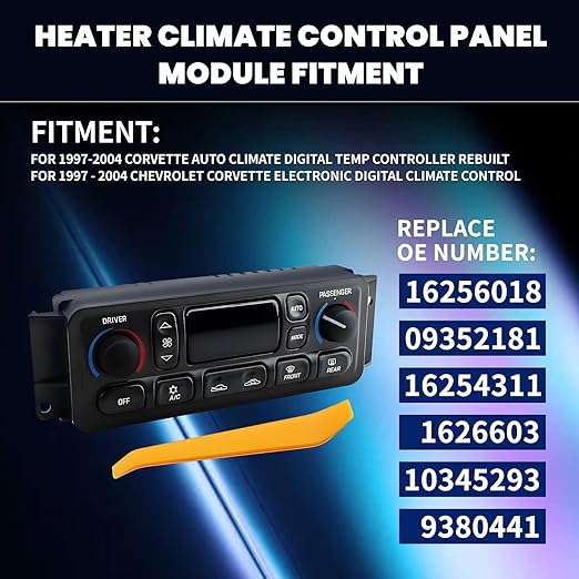 09352181 AC Climate Control Module Compatible with 1997-2004 Chevy Corvette C5 5.7L OE# 10345293, 16254311, 09380441 - A/C Heater Control Panel Switch