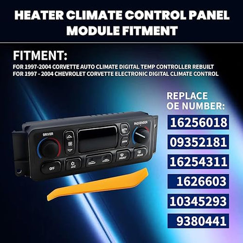 09352181 AC Climate Control Module Compatible with 1997-2004 Chevy Corvette C5 5.7L OE# 10345293, 16254311, 09380441 - A/C Heater Control Panel Switch