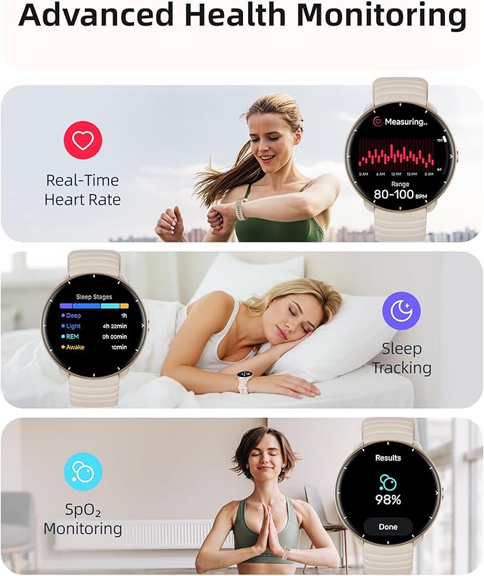 Parsonver Smart Watch for Swimming, 5ATM Waterproof Watch for Pool & Open Water, AI Swim Analysis, Built-in GPS & Compass, AMOLED Fitness Tracker 100+ Sport Mode, Heart Rate Sleep Monitor, French Grey
