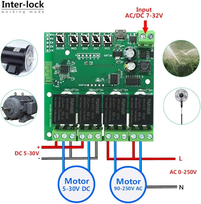 Newgoal 4-Channel WiFi Smart Switch Relay Module, TUYA/Smart Life App for Smart Home Remote Control, Momentary Time Adjustable, Compatible with Alexa/Google Assistant