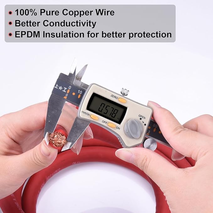 Shirbly 4/0 Gauge Battery Cable, 10FT Red + 10FT Black 4/0 AWG Pure Copper Wire Welding Cable, for Automotive, Battery, Solar and Generator, Standard USA OFC Wire