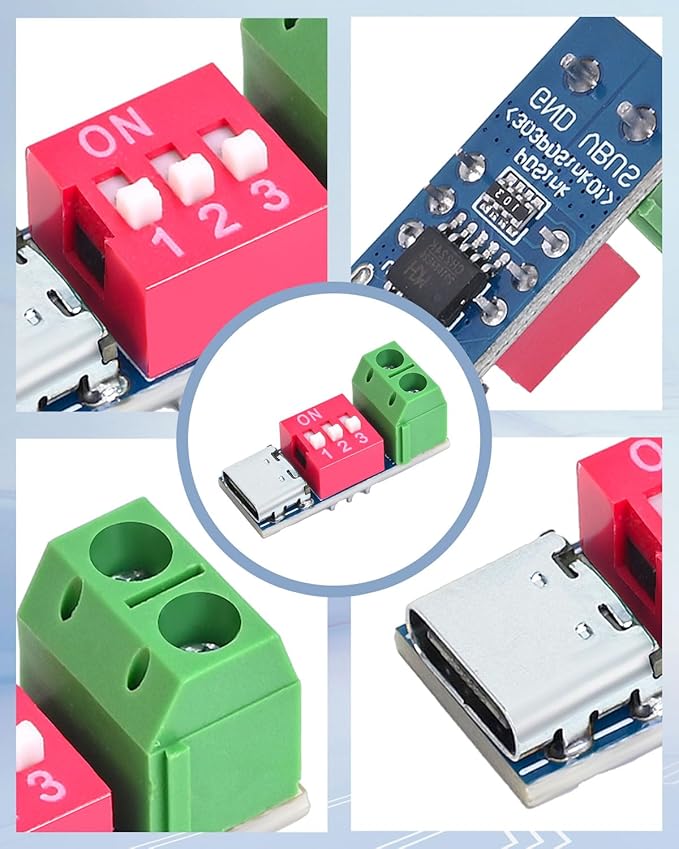 Seloky 6PCS USB-C PD/QC Fast Charge Trigger Module & Decoy Board - Dual-Port Voltage selector (5V/9V/12V/20V Output) Charger Power Delivery Boost Module