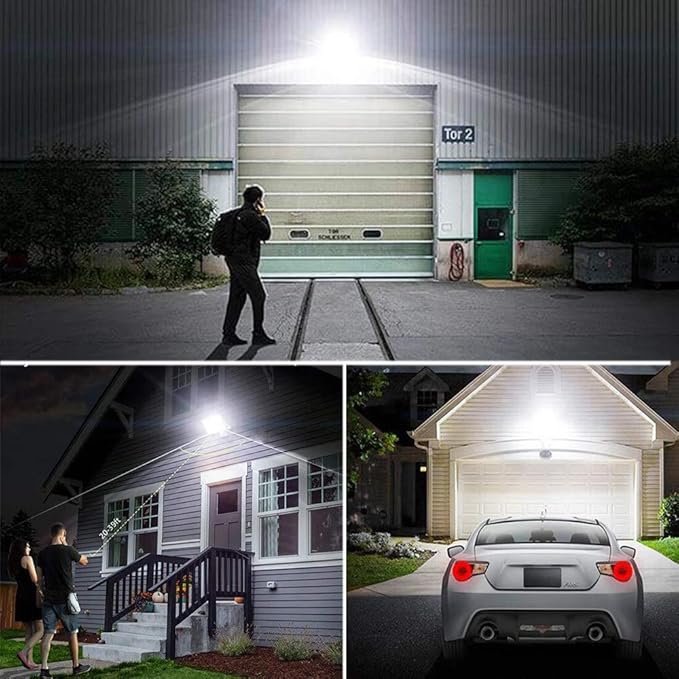 EMANER Dusk-to-Dawn Security Lights with Motion Sensor, 5000K IP65 Waterproof Outdoor, 280W Equiv. 110V 120V Dual-Head Rotatable LED Flood Light for Porch, Garage, Yard, Driveway