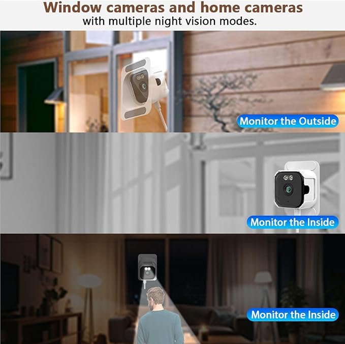 Serounder 2K 3MP Window Camera, Indoor Camera with Dual Band WiFi and Bluetooth, Color Night Vision, Motion Detection, Real Time Alerts, 2-Way Audio, Adhesive Installation