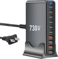 730W USB C Charger Block, 10 Port Fast USB Charging Station for Multi Devices, GaN Ⅲ Charging Block Double 140W/100W/65W PD PPS Port Laptop Charger Compatible with MacBook Pro/Air/iPhone 16/15/Samsung