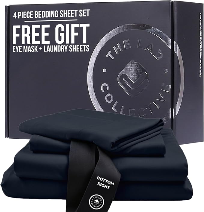 THE LAD COLLECTIVE 3.0 California King Bedding Set - Cali King Bedding Sets - 4-Piece Bedset w/Fitted Sheet, Top Sheet & 2 Standard Pillowcases [Duvet Not Included] - Bamboo-Cotton - Nevada Nights