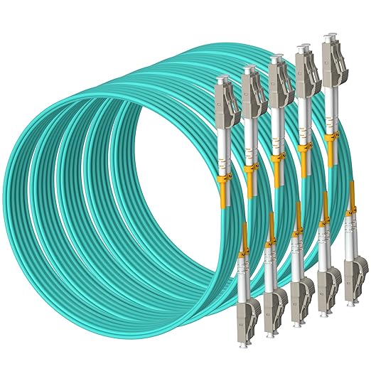Fibergaga 5Pack-2M(7ft) OM3 LC to LC Multimode Fiber Patch Cable, 50/125µm 10G/40G, OD-2.0mm Fiber Optic Cable Duplex