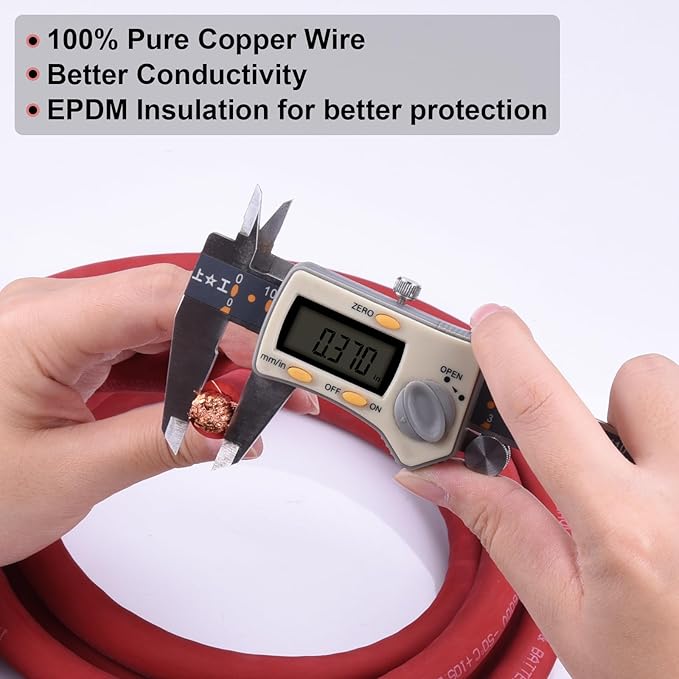 Shirbly 1/0 Gauge Battery Cable, 20FT Red + 20FT Black 1/0 AWG Pure Copper Wire Welding Cable, for Automotive, Battery, Solar and Generator, Standard USA OFC Wire