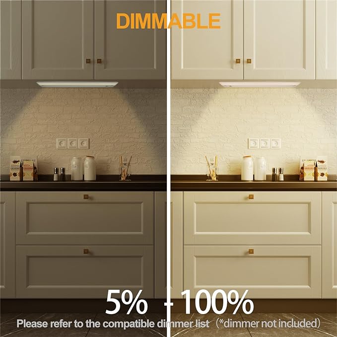 Ansen 2Packs of Under Cabinet Lighting Hardwired, 18in 15W 998LM Dimmable Led Light for Kitchen/Closet, CRI 92+, R9 90+, 3 Color Temperature, 3000K/4000K/5000K(Warm White, Cool White, Daylight)