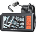 DEPSTECH Dual Lens Industrial Endoscope, 1080P Digital Borescope Inspection Camera, 7.9mm IP67 Waterproof, Sewer Camera with 4.3" LCD Screen, 7 LED Lights, 16.5FT Semi-Rigid Cable, 32GB Card - Orange