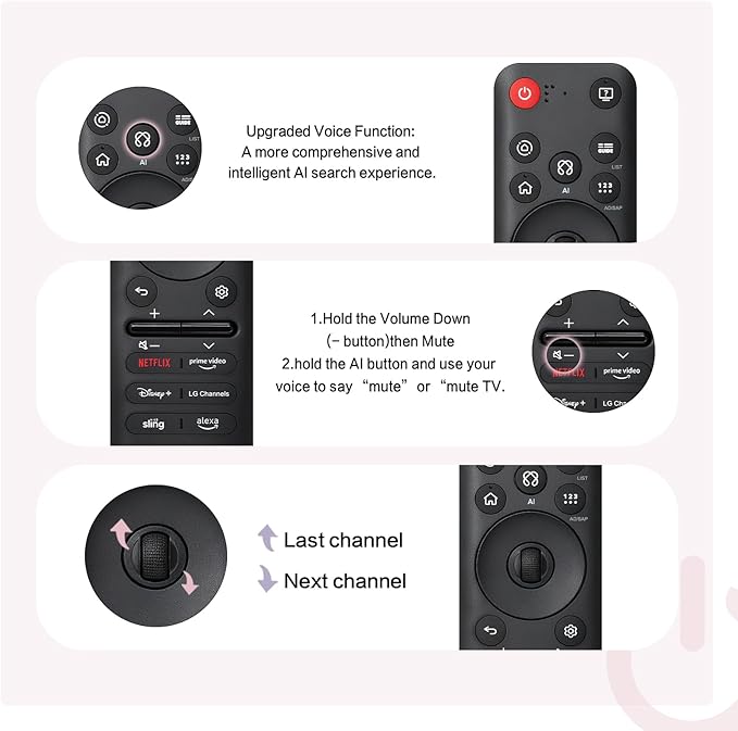 Replacement for LG MR25GA Magic Remote AKB76046602, Voice Control & Pointer Remote Compatible with LG TVs 2025 OLED G5/C5/B5 QNED 92A/85A/80A UA77 Series & Older Models MR25GA/24GA/23GA/22GA/21GA/20GA