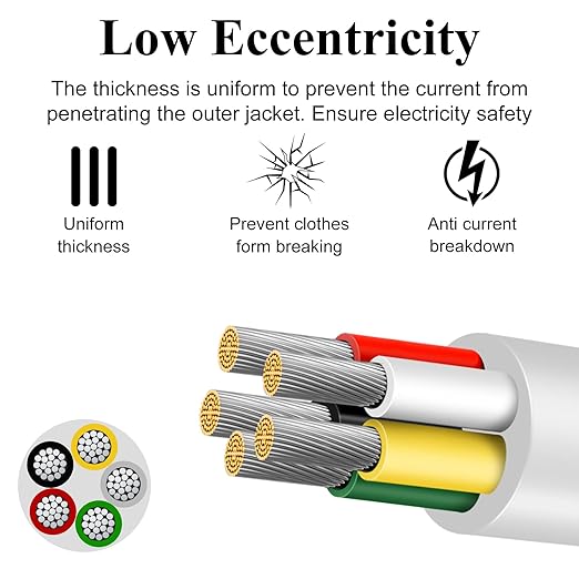 18 Gauge 5 Conductor Electrical Wire, 16.4 FT Low Voltage 18/5 Tinned Copper Stranded 5 Wire Cable, 18 AWG White Flexible Extension Cord for Sprinkler, Thermostat, Speaker, Irrigation, Automotive