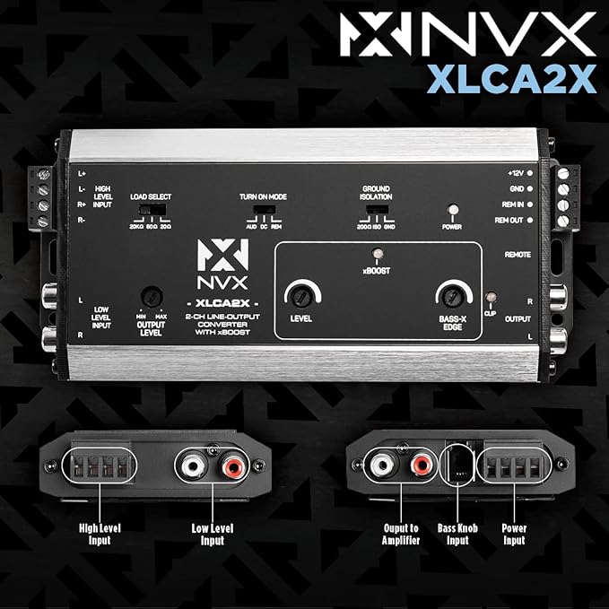 NVX XLCA2X X-Series PRO 2-Channel Line Out Converter Digital Bass Enhancer with xBOOST, Impedance Matching, and Remote Level Control