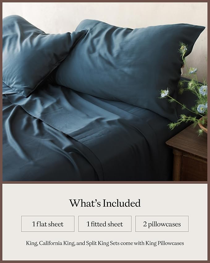 Cozy Earth Luxury Bed Sheet Set - 100% Viscose from Bamboo Fabric, Ultra-Soft & Breathable, Fits Regular & Deep Pocket Mattresses up to 20" - 4 Pieces Twin Sheet Set Pacific Blue