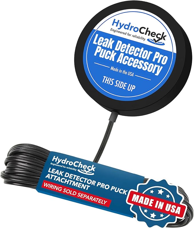 HydroCheck Water Leak Detector Replacement Puck - Commercial Moisture Sensor Alarm System - High Amp Load Moisture Detectors for Home & Offices - Smart Water Leak Detection (Wiring Sold Separately)