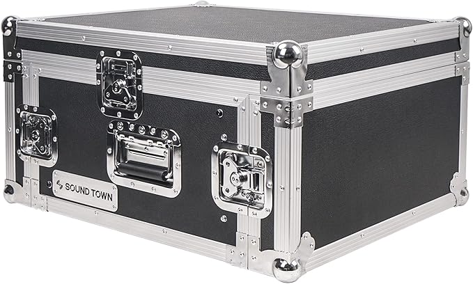 Sound Town 4U PA DJ Pro Audio Rack/Road ATA Case with 11U Slant Mixer Top, 20.2’ Rackable Depth, 4 Space Size - Pro Tour Grade (STMR-4U)