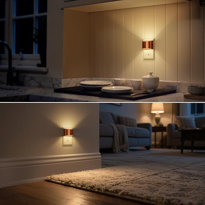 DORESshop LED Night Light[2 Pack], Night Lights Plug into Wall, 3 Level Brightness Adjustable Plug in Night Light, Dusk to Dawn Sensor Nightlights for Adults,Bedroom,Bathroom,Hallway,3000K Rose Gold