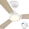 SMAAIR 52 Inch Smart Wifi Ceiling Fans with Dimmable LED Lights and Remote, Compatible with Alexa/Google Home/Siri/APP, Outdoor DC Fans with 10 Speeds, Timer/Schedule,Light White