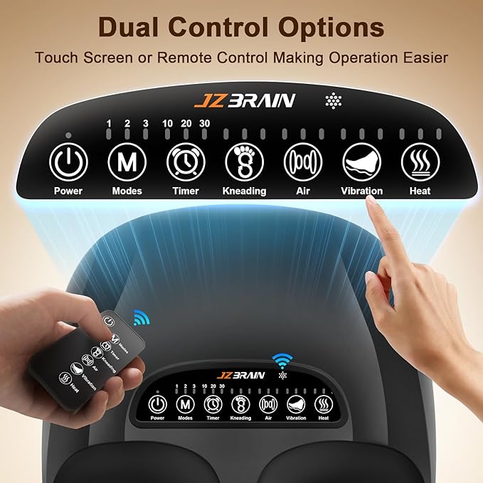 JZBRAIN Shiatsu Foot Massager Machine with Heat : Deep Kneading Foot Massager with Vibration & Compression for Plantar Fasciitis & Neuropathy - Relax for Home Office Use