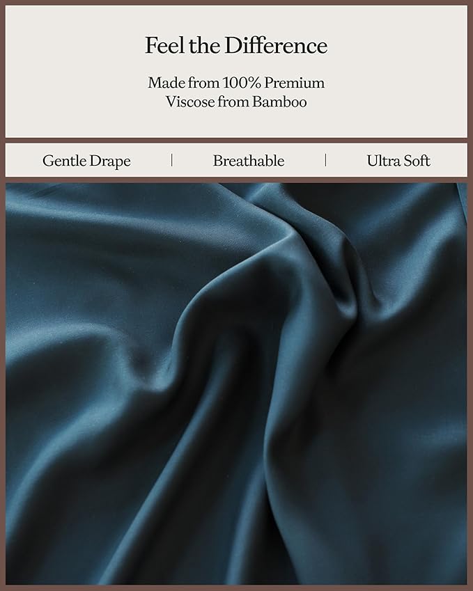 Cozy Earth Luxury Bed Sheet Set - 100% Viscose from Bamboo Fabric, Ultra-Soft & Breathable, Fits Regular & Deep Pocket Mattresses up to 20" - 4 Pieces California King Sheet Set Pacific Blue