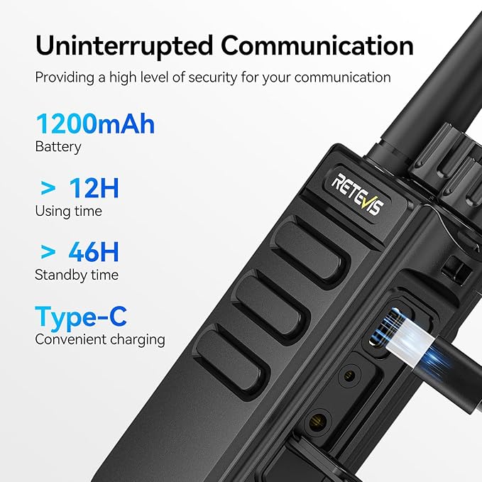 Retevis MateTalk P4 Digital Walkie Talkies with Earpice, Dual Mode, Secure Call, Long Range Waterproof 2 Way Radio for Adults, Rechargeable, Type-C, VOX, DMR Radio for Hotel School Church(2 Pack)