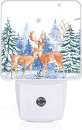 GANTINIR Vintage Deer Forest Night Light, Plug-into Winter Animals Nightlight White LED Lamp, Energy Efficient Decor Desk Lamp for Bedroom Hallway Stairs Bathroom