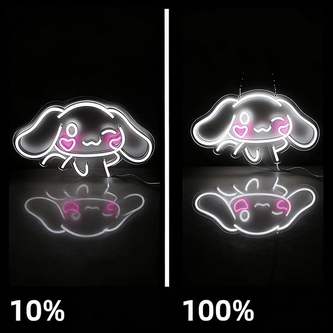 THIIXDAI Cinnamoroll Neon Sign for Room Decor, USB Powered LED Lights with Dimmable, Japanese Cartoon Dog Neon Signs, Cute Night Light Gifts for Children (16.1"L x 9.1"W)