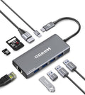 QGeeM USB C Hub Ethernet,9 in 1 USB Type C Hub HDMI Multi-Port Converter Adapter,100W Pd, USB 3.0,SD/TF Card Reader,Compatible for MacBook Pro Air Ipad HP Dell Lenovo Chromebook etc.-Gray