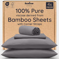 Bambaw King Sheets Set 4pcs, 100% Viscose Derived from Bamboo Sheets, King Size Cooling Sheets Set, Hotel Luxury Bed Sheets Set, Deep Pockets Fits Up to 16'' Mattresses, King Sheets Soft (Dark Gray)