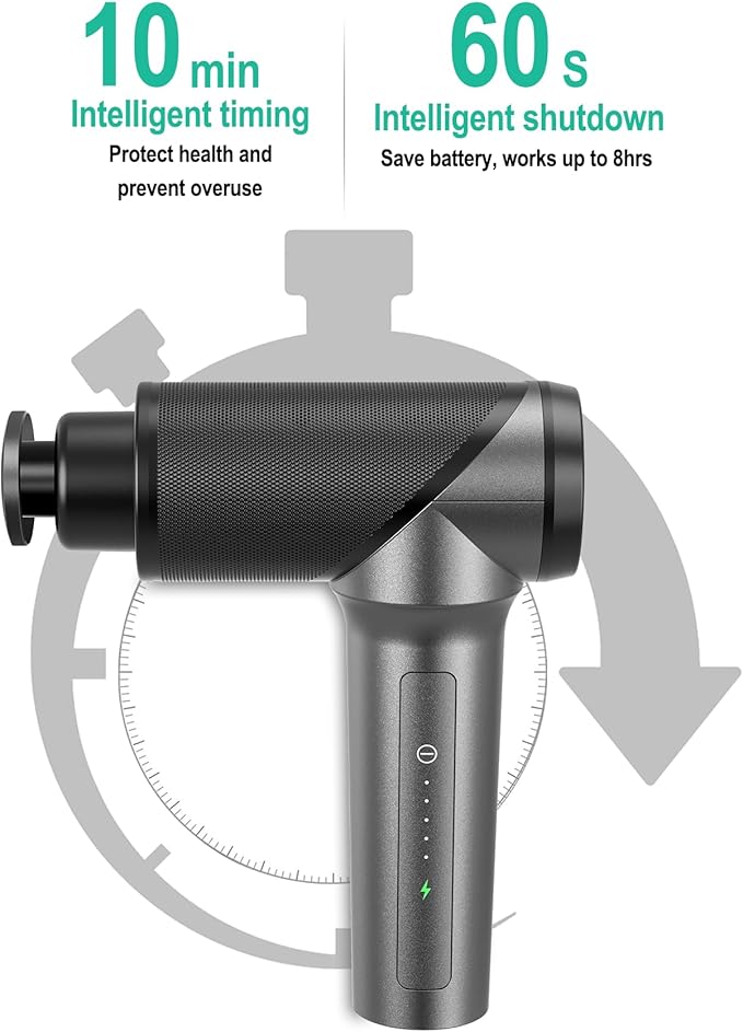 Medcursor Massage Gun - High Intensity Brushless Motor, Handheld Percussion Deep Tissue Massager with 6 Massage Heads for Sore Muscle and Stiffness (Gray)