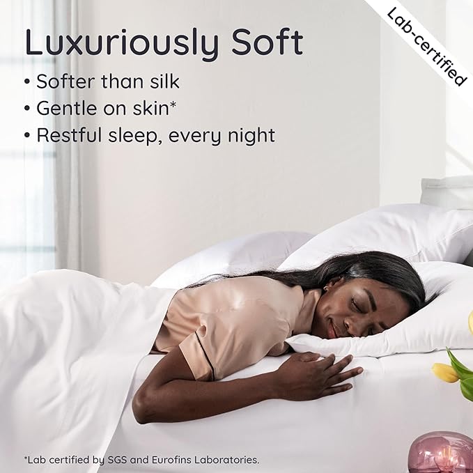 Bambaw King Sheets Set 4pcs – 100% Viscose Derived from Bamboo Sheets King Size Deep Pocket, Fits Up to 16'', Luxury Bedding, Super Soft Sheets King Size, Cooling Sheets King Size (White)