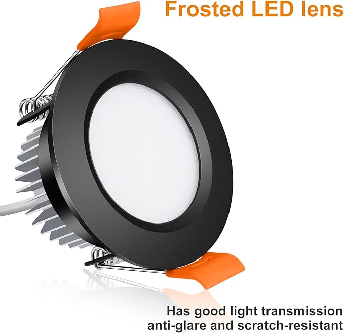 inShareplus 2 Inch LED Recessed Lighting, Black Downlight Dimmable 3W (35W Equivalent), 5000K Daylight White, CRI80, Recessed Light Fixtures with LED Driver (6 Pack)