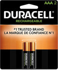 Duracell Rechargeable AAA Batteries, 2 Count (Pack of 1), Triple A Battery for Long-lasting Power, All-Purpose Pre-Charged Battery for Household and Business Devices