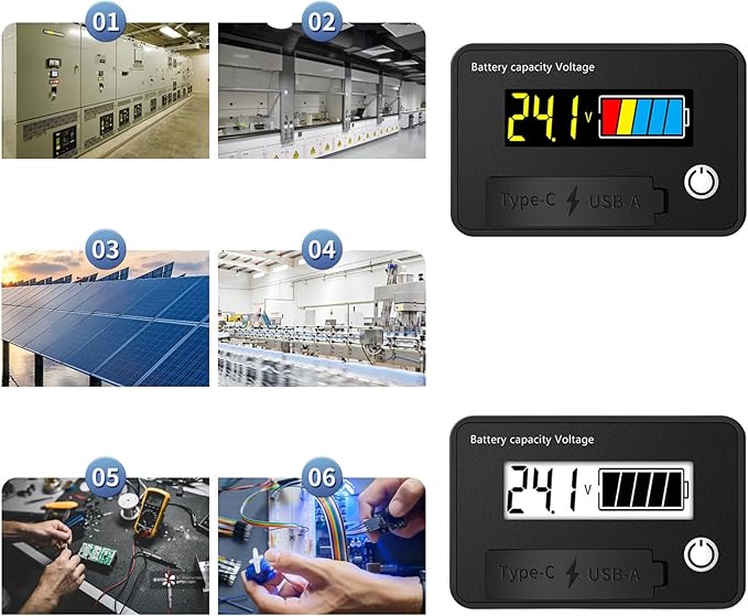MOAIYU DC8-30V Electricity Meter Digital LCD Display Car Battery Charging Levels Indicators Leads Acid Lithium Voltmeter