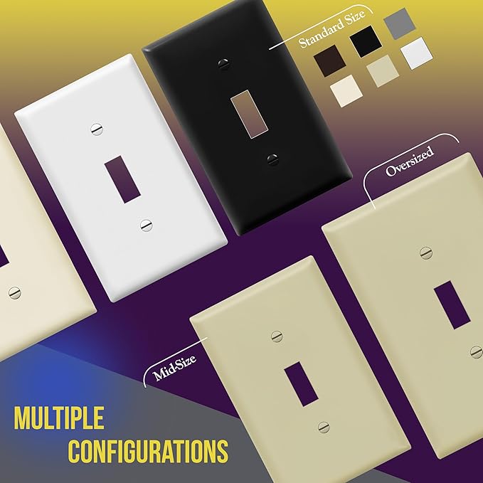 ENERLITES Toggle Light Switch Wall Plate, Size 1-Gang 4.50" x 2.76", Unbreakable Polycarbonate Thermoplastic, 8811-I, Ivory
