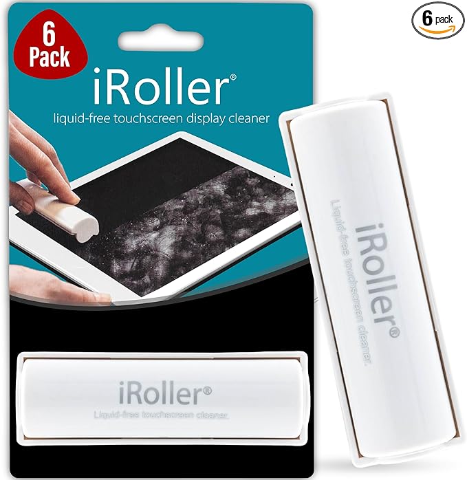 Phone Screen Cleaner by iRoller - Pack of 6 - No Need for Spray or Wipes, Liquid Free - Reusable & Washable -Portable iPad Screen Cleaner for Touchscreen- Ideal for Smartphone, Macbook, Monitor - 3.5"