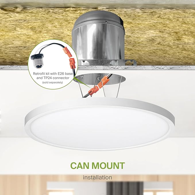 ASD LED 12" Round Flush Mount Ceiling Light Fixture, Low Profile Surface Lighting | 5CCT, Dimmable, Ultra-Thin, ETL Listed | 24W 1900LM 2700-6000K 120V | Kitchen, Bedroom, Hallway Lamp | White