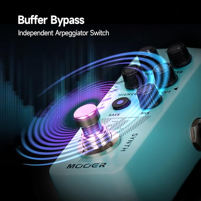 MOOER E7 Polyphonic Guitar Synth Pedal Electronic Synthesizer, 7 Guitar Synthesizer Tones with Individual Arpeggiator And 7 Preset Slots, High/Low Frequency Cut, Attack, Speed Function