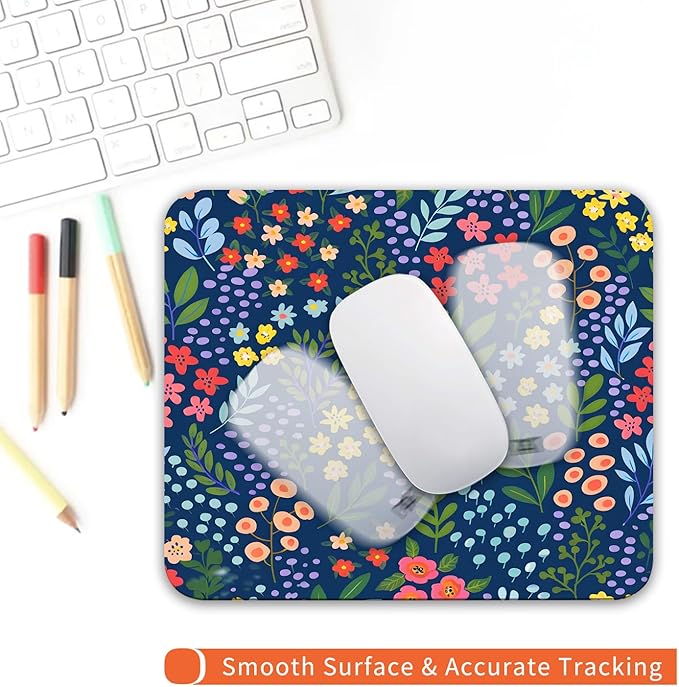 Armanza Square Mouse Pad Flowers,Personalized Premium-Textured Custom Mouse Mat Design,Washable Mousepad Lycra Cloth,Non-Slip Rubber Base Computer Mouse Pads for Wireless Mouse