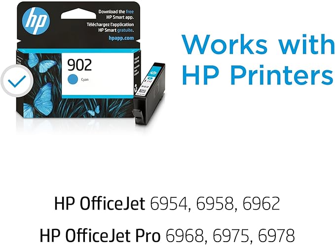 HP 902 Cyan Ink Cartridge | Works OfficeJet 6950, 6960 Series, OfficeJet Pro 6960, 6970 Series | Eligible for Instant Ink | T6L86AN