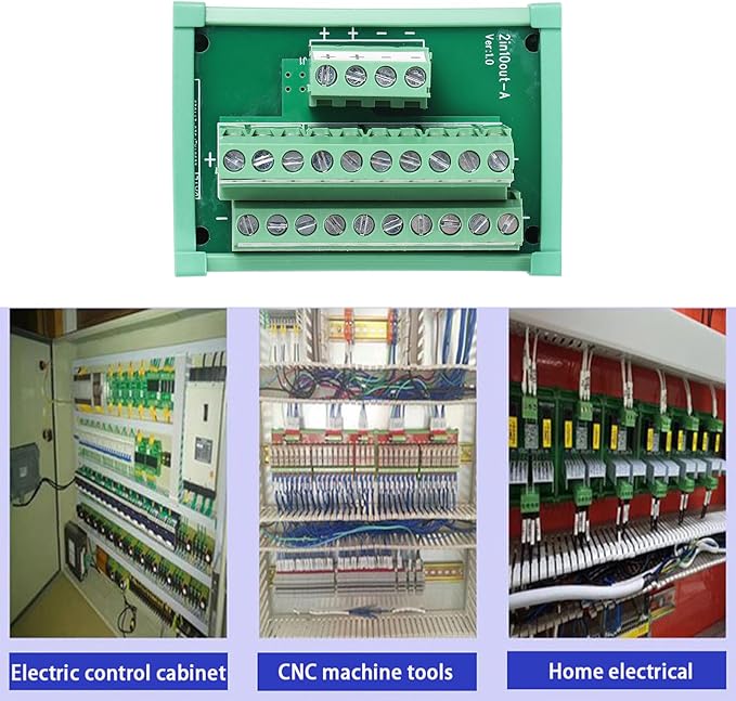 ANMBEST 2 in 10 Out Terminal Blocks Module, 25A DIN Rail and Panel Mounting Power Distribution Breakout Board for PLC Servo Power Amplifier