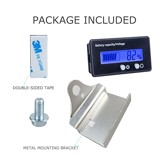 Golf Cart Battery Voltage Meter with Bracket, DC 12V 24V 36V 48V 60V 72V 84V Car Motorcycle Battery Capacity Indicator Monitor Gauge Digital Voltmeter Blue Testers for Acid&Lithium ion Meters