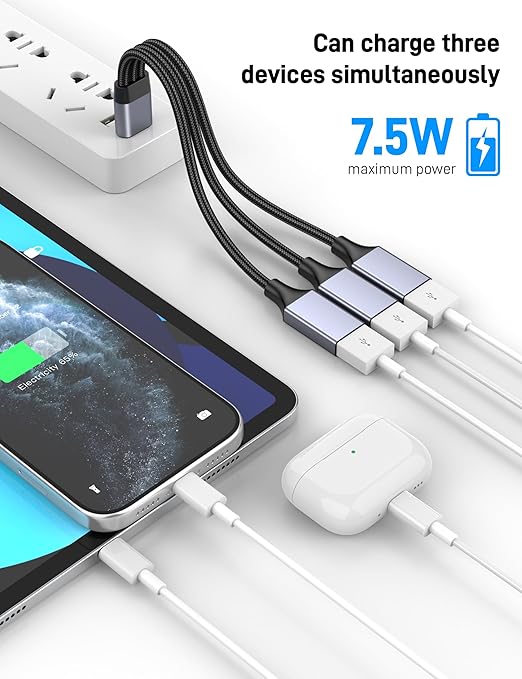 KAYQINHO USB Splitter 1 in 3 Out, USB A Male to 3 Female USBA Ysplitter, USB Y Splitter Adapter Dual Type A Power Cord for Charging, Data Transfer, Laptop, Mac(2 Pack)