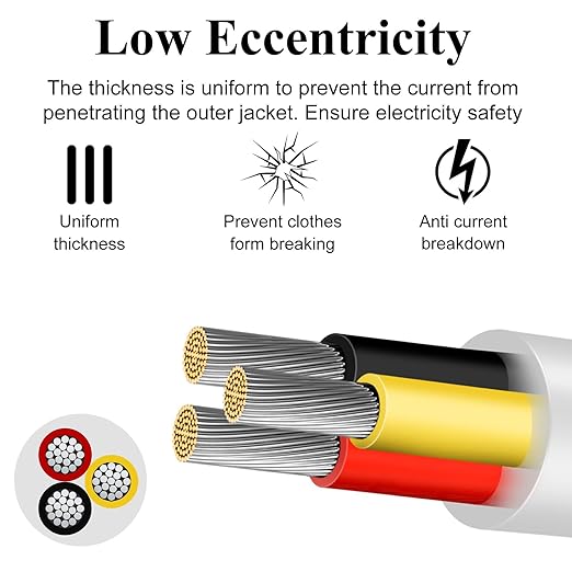 22 Gauge 3 Conductor Electrical Wire, 32.8 FT Low Voltage 22/3 Tinned Copper Stranded 3 Wire Cable, 22 AWG White Flexible Extension Power Cord for Automotive, LED Lamp, Outdoor Landscape Lighting Etc