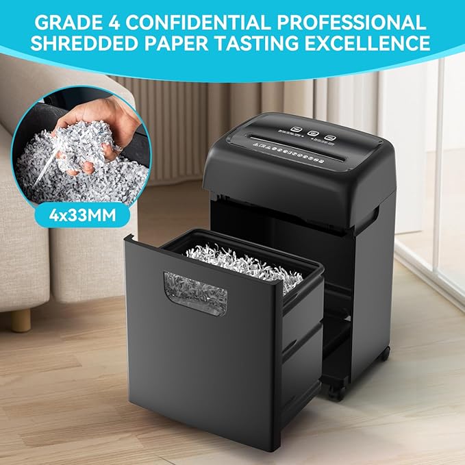 Paper Shredder,18-Sheet High Security Level P-4 Heavy Duty Paper/Card Shredder for Home Office Black Ultra-Quiet Use Essential