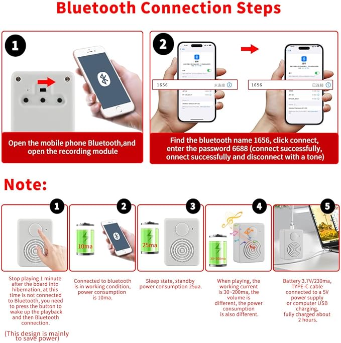Voice Recorder Box, Support Bluetooth & MIC Recording Audio Box,16MB Sound Module with Speaker,16 Min Easy Sound Voice Box for Personalized Greetings, DIY Projects, Holiday Crafts ect.