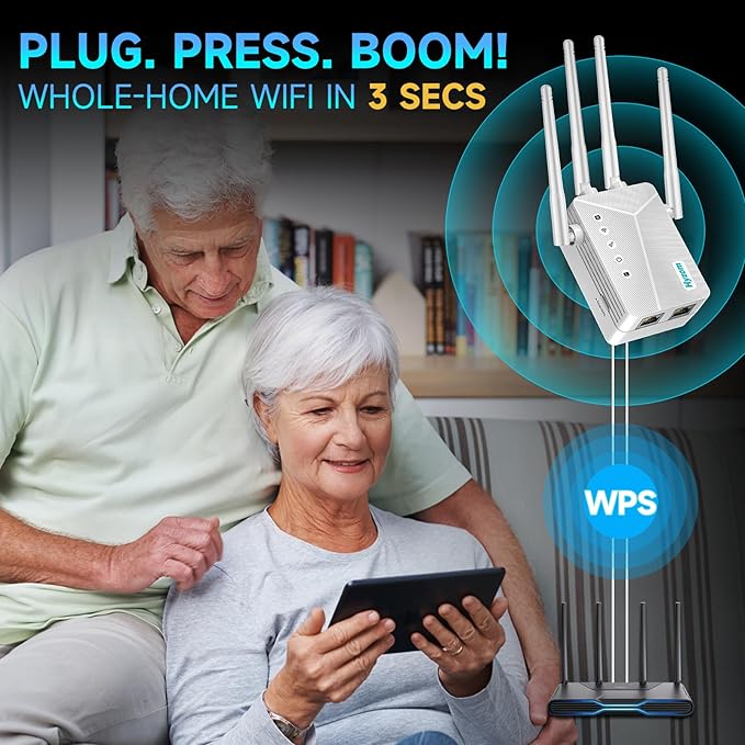 2026 WiFi Extender Signal Booster for Home & Outdoor - 5X Faster Internet Booster with Ethernet Port, Covers 13,000+ Sq.Ft House & Yard | Long Range Wireless Repeater Amplifier, Works with Any Router