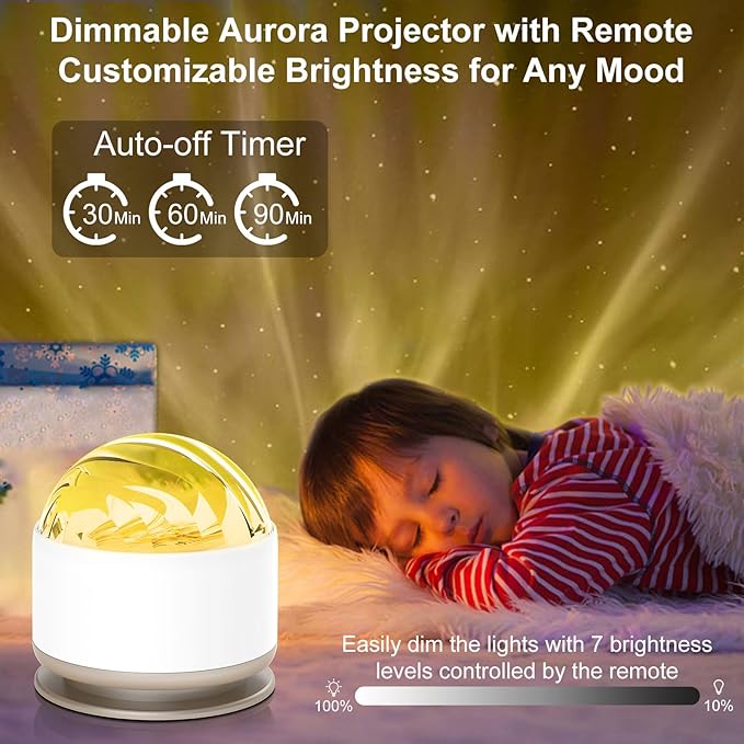 HUMIIEYE Northern Lights Projector, 13 Colors Aurora Night Light Projector for Bedroom, 3 Timers, Remote Galaxy Light Projector, Memory Function Dimmable Mood Lighting for Playroom Kids Teen Girl Gift
