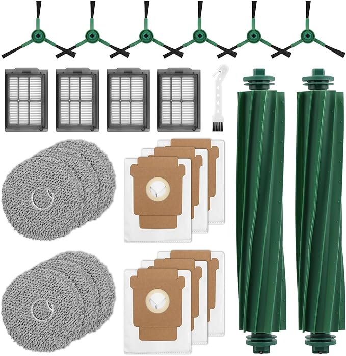 Zornaveli 25 Pcs Accessories Kit for iRobot Roomba Plus 405 Combo/505 Combo Robot Vacuum Cleaner: 2 Main Brushes, 6 Dust Bags, 6 Mop Pads, 4 Filters, Side Brushes and 1 Cleaning Tool