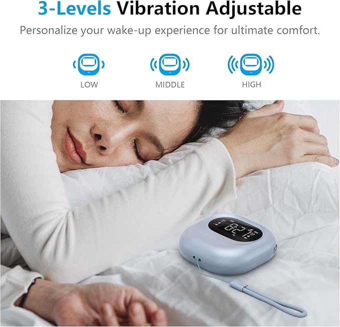 Vibrating Alarm Clock for Heavy Sleepers, Battery Operated Rechargeable Bed Shaker Under Pillow, Wireless,Vibration Adjustable,Wireless, Dual Alarms, Travel Portable Digital Clock for Hearing-impaired